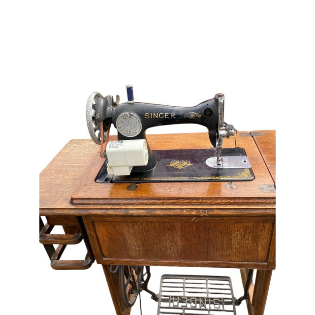 Vintage Singer Treadle Sewing Machine, 1950 For Sale - Image 11 of 14
