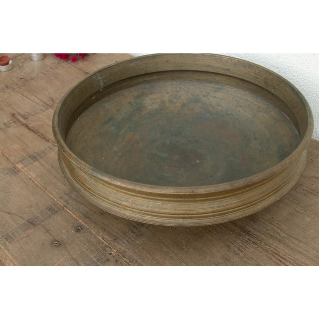 Traditional Large 24" Dm Antique Golden Bronze Urli Pot For Sale - Image 3 of 9
