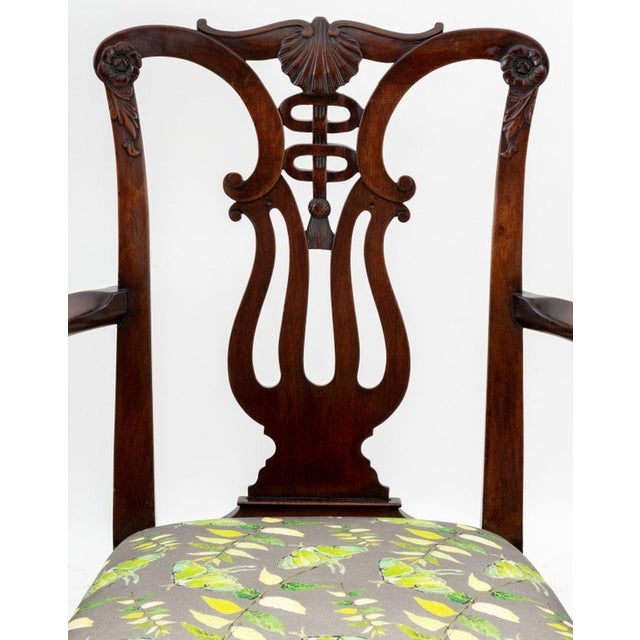 George III Mahogany Open Arm Chair, early 19th century, with scroll top rail and pierced vase-shaped splat carved with...