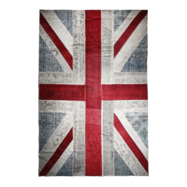 Mid 20th Century Contemporary Patchwork Rug With Bold Geometric Cross Design - 6' 6'' X 10' 2'' For Sale