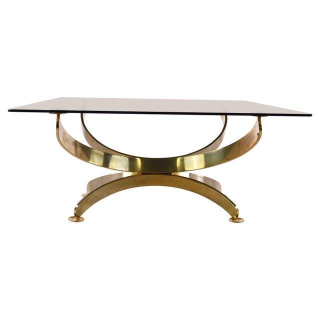 Italian Brass and Smoked Glass Coffee Table, 1970s For Sale - Image 11 of 11