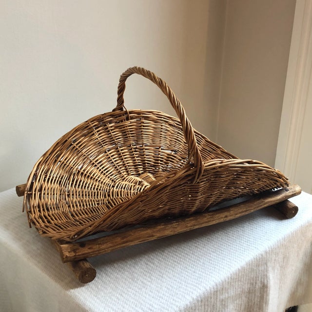 Antique Wood-Framed Flower Gathering Basket For Sale - Image 9 of 13