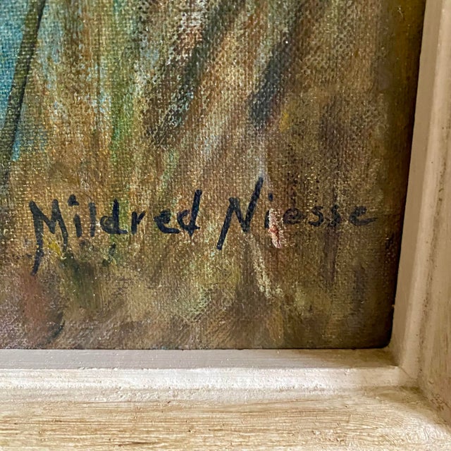 This original oil on canvas by Indiana artist Mildred Farlow Niesse (1915–2008) reflects the work of a painter deeply...