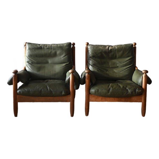 Eric Merthen's "Amiral" Style Leather Chairs, a Pair For Sale