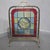 Very nice Victorian brass fire screen wiith coloured leaded glass, and central hand painted robin, in very good overall...