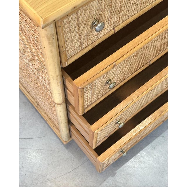 1970s Wicker and Bamboo Chest of Drawers, 1970s For Sale - Image 5 of 9