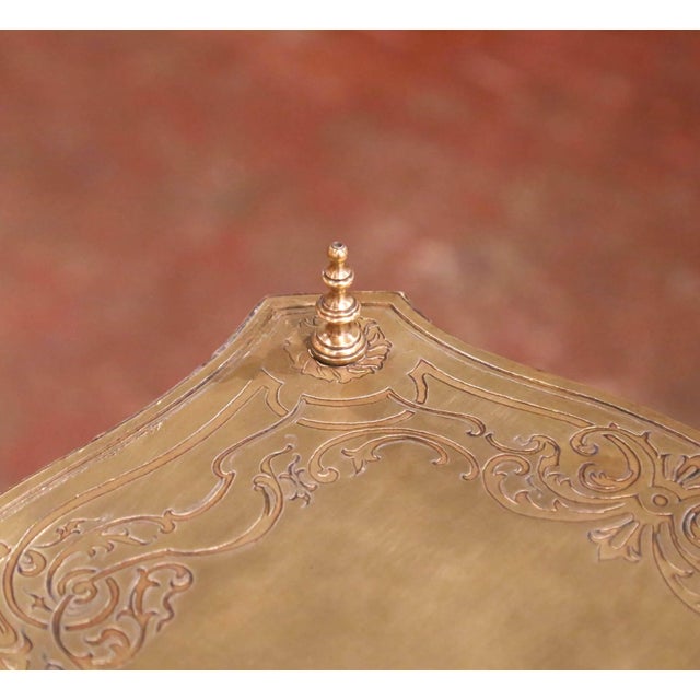 Brass Pair of Napoleon III French Brass and Black Lacquer Three-Tier Side Tables For Sale - Image 8 of 11