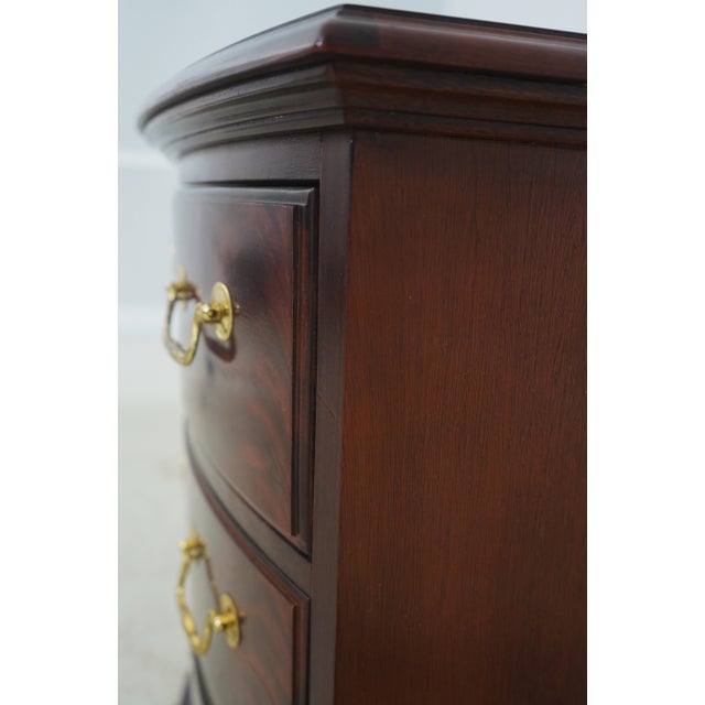 Pair Thomasville 3 Drawer Mahogany Bowfront Nightstands For Sale - Image 15 of 18