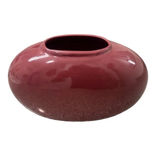 Vintage Postmodern 1980s Plum Purple Ceramic Bean Pill Shaped Vase Art Deco For Sale