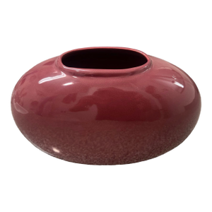 Vintage Postmodern 1980s Plum Purple Ceramic Bean Pill Shaped Vase Art Deco
