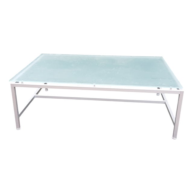 Rectangular Aluminum Frame Glass Table For Sale