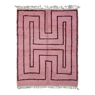 Pink Contemporary Wool Rug - 9.7 X 8 Ft For Sale