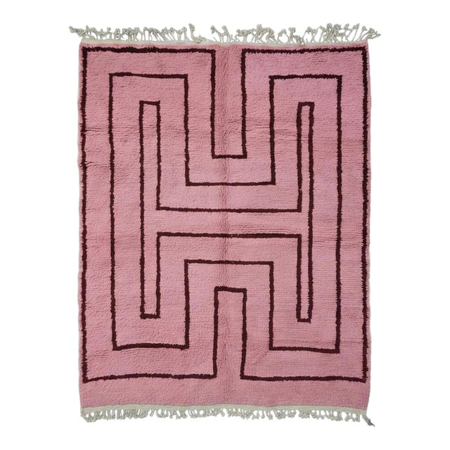 Pink Contemporary Wool Rug - 9.7 X 8 Ft For Sale