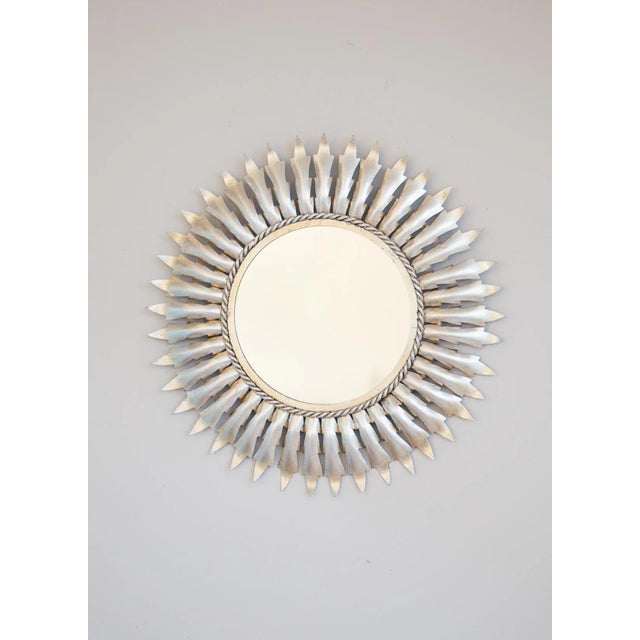 Spanish Silver Metal Mirror, 1960s For Sale - Image 6 of 7