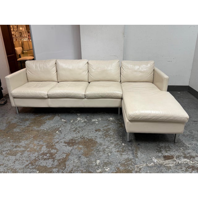 American Room & Board Leather Sectional For Sale - Image 3 of 12