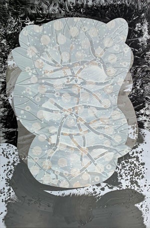 "Particle White" by Michael DesRosiers Polymer Paint on MDF Panel ( 2022)
