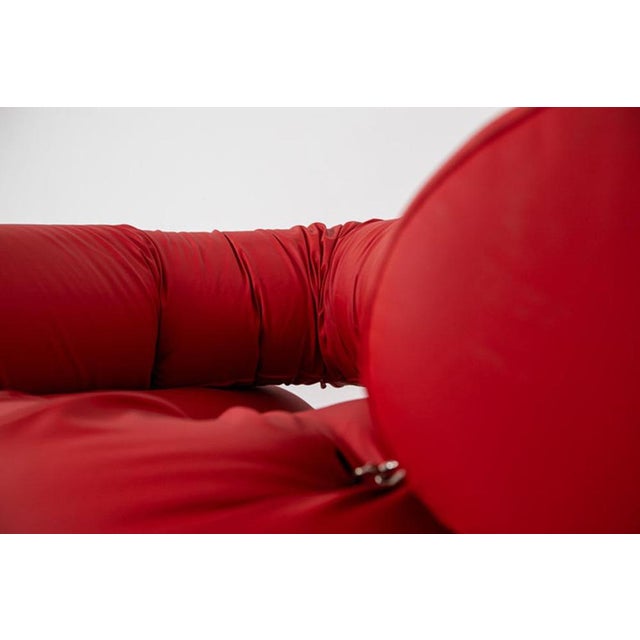 Italian Armchair by Giovanni Grismondi in Red Leather, 2020 For Sale - Image 6 of 7