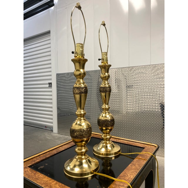 Mid 20th Century Japanese Bronze Spun Table Lamps - a Pair For Sale - Image 5 of 13