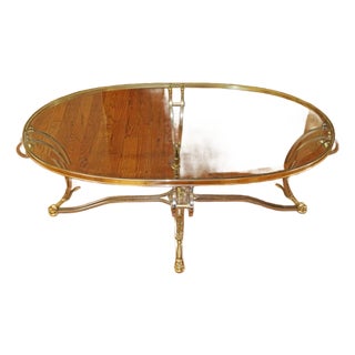 1980s Steel & Brass Glass Top Coffee Cocktail Table Attributed to Labarge For Sale