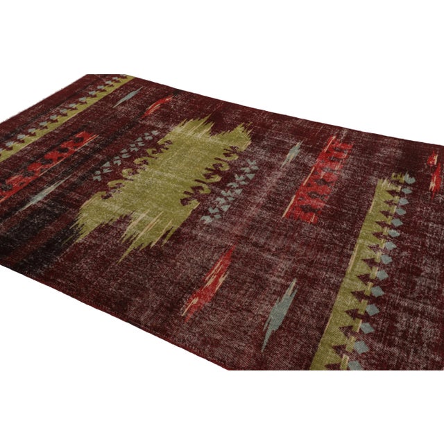 Rug & Kilim Vintage Zeki Müren Rug in Red With Colorful Geometric Pattern - Rug & Kilim For Sale - Image 4 of 8
