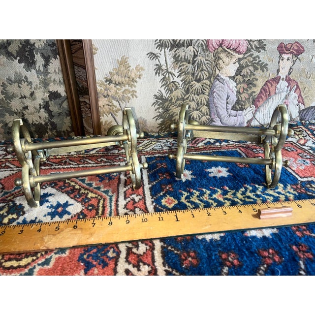 Metal Vintage Mid 20th Century Solid Brass Andirons - a Pair For Sale - Image 7 of 9