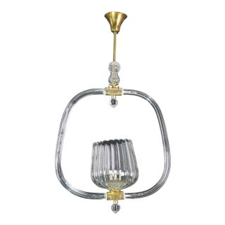 1950s Charming Murano Glass Art Deco Pendant Chandelier by Ercole Barovier For Sale
