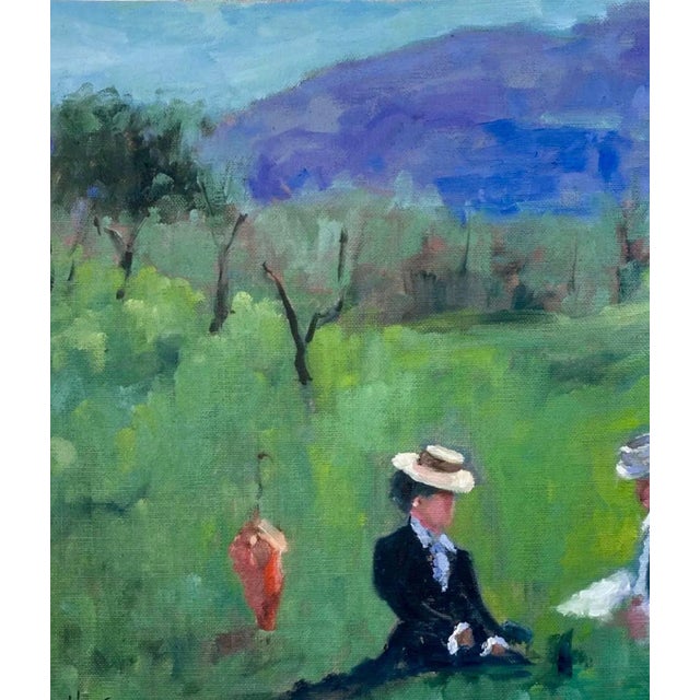 Textile Contemporary Impressionist Oil Painting Figurative Landscape For Sale - Image 7 of 12