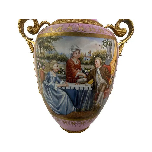 French Sèvres Porcelain Vases in Pink, 20th Century, Set of 2 For Sale - Image 13 of 16