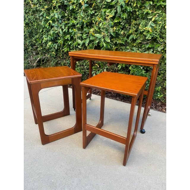 Mid Century Modern Teak Triform Nesting Table Set For Sale - Image 11 of 16