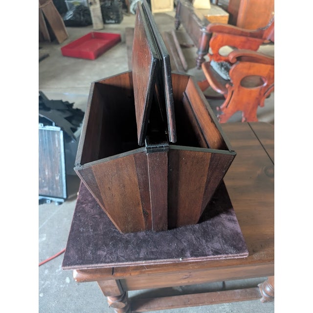 Brown Late 19th Century Dark Wood Carpenter’s Toolbox With Curved Handle For Sale - Image 8 of 8