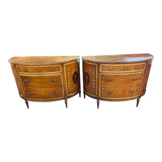 1930s Pair of Robert Irwin Satinwood Paint Decorated Commode Chest For Sale