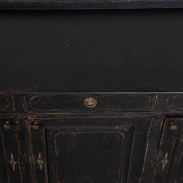 Wood 19th Century Swedish Black Painted Pine Sideboard Buffet For Sale - Image 7 of 14