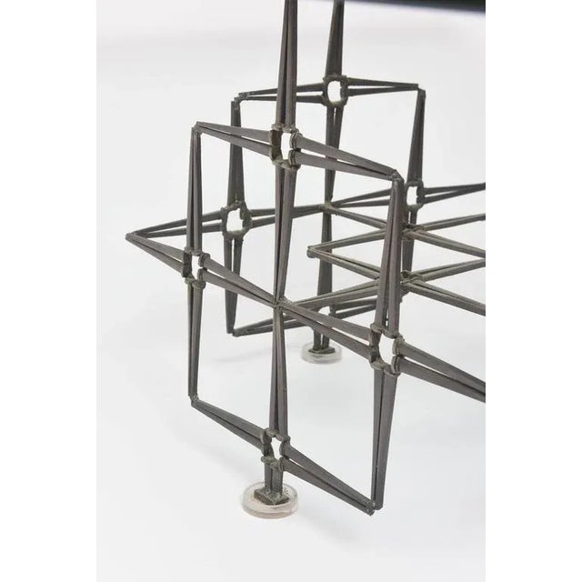 1980s Vintage 1980's Paul Evans Style Cocktail Table Large Square Brutalist Nails & Glass For Sale - Image 5 of 10