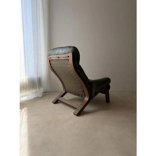 Rybo Rykken Chair in Green Leather by Solheim For Sale - Image 10 of 15