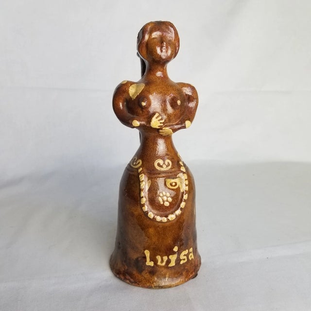 This lovely lass, Luisa, is full of charm! A beautiful sienna-colored jug with tender details. Slipware pottery refers to...