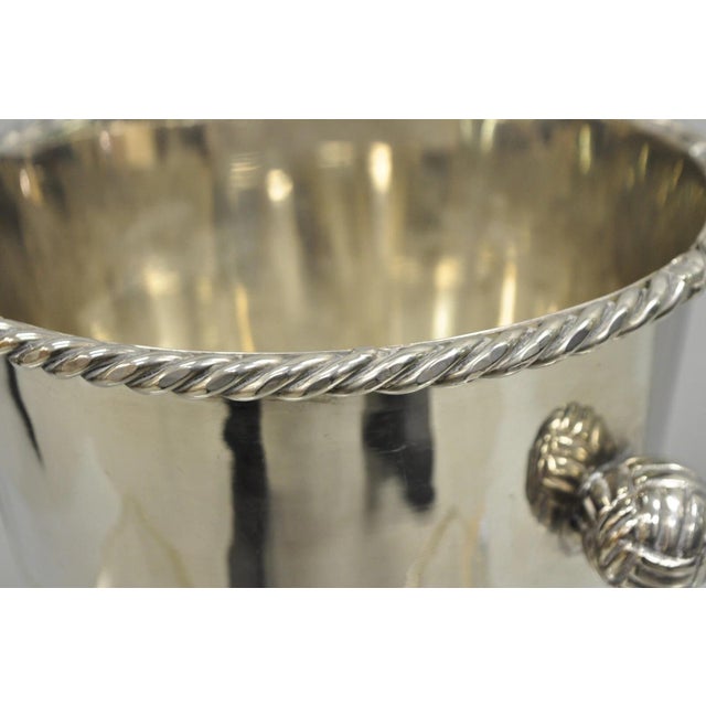 Mid 20th Century Hollywood Regency Silver Plated Champagne Chiller Ice Bucket With Knot Handles For Sale In Philadelphia - Image 6 of 12