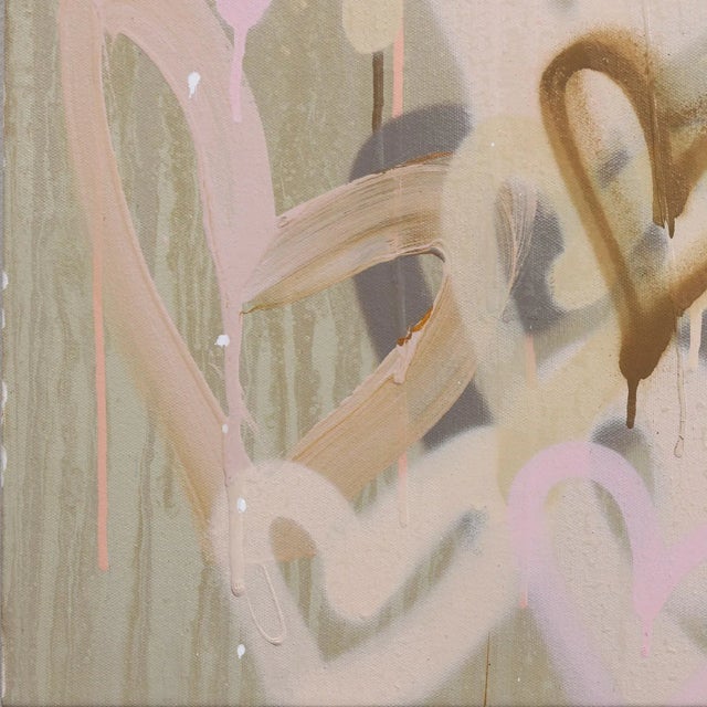 Showering You With Affection - Abstract Muted Tone Graffiti Mixed Media Painting Original Artwork by Amber Goldhammer For Sale - Image 4 of 9