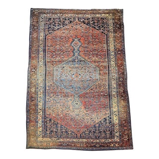 19th Century Oversized Persian Bidjar Rug, Hand-Knotted Wool, Herati Geometric Pattern, Pale Blue & Terracotta, 11x19 For Sale