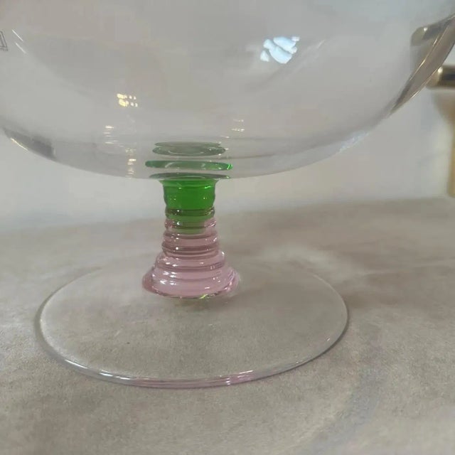 1980s Modern Pink, Green and Clear Murano Glass Bowl by Nason & Moretti For Sale - Image 9 of 11
