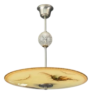 Swedish Modern, Glass, Metal, Pendant Light, Sweden, 1940s