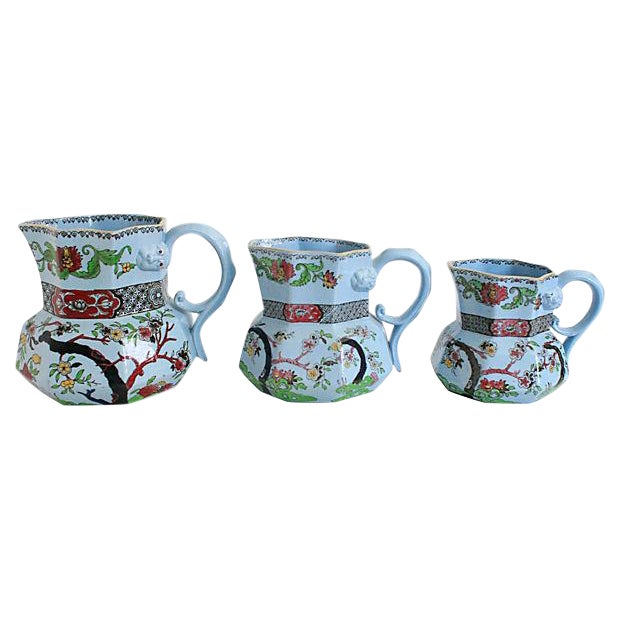 Antique Transferware Pitchers - a Set of 3 For Sale