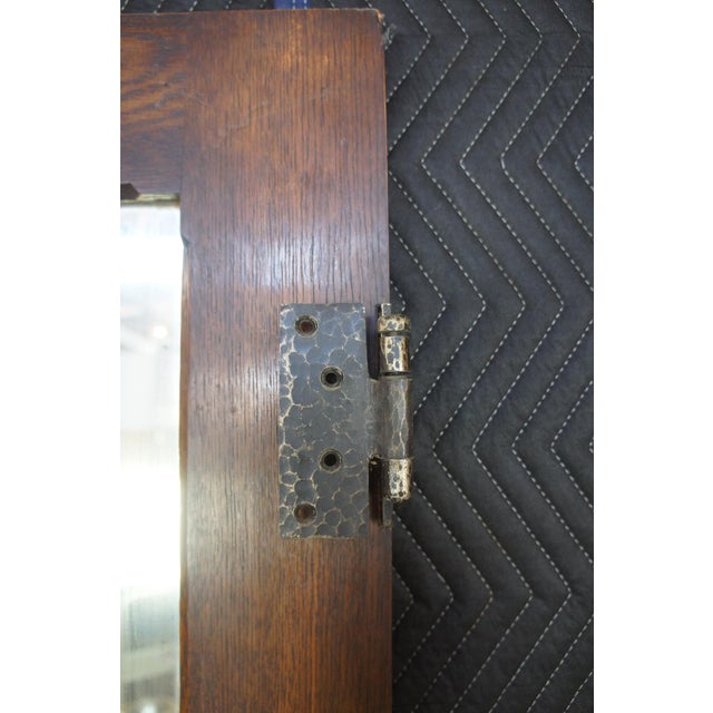 Early 20th C. Reclaimed Spanish Revival Oak Mirrored Bedroom Closet Door For Sale - Image 12 of 13
