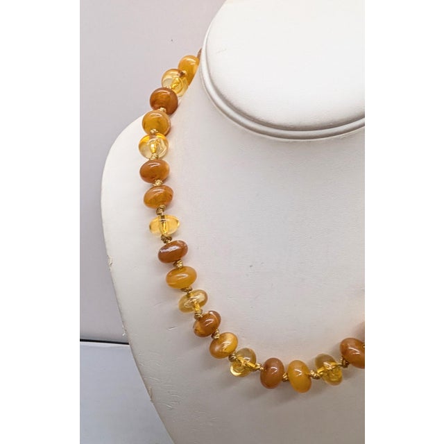 Givenchy Vintage Signed Givenchy Goldtone Faux-Amber Beaded Necklace For Sale - Image 4 of 9