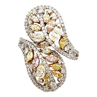 2.52 Ct Natural Pink & Natural Yellow Diamond Ring Size 6 For Sale