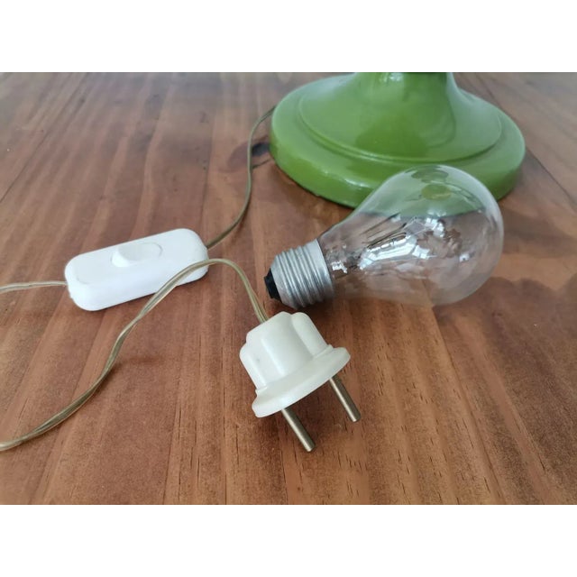 Large Mid-Century Italian Yellow & Green Wood and Glass Table Lamp For Sale - Image 17 of 18