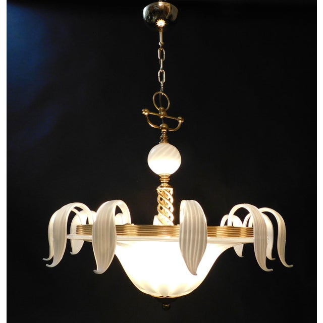 1960s Milky White Murano Chandelier For Sale - Image 6 of 10