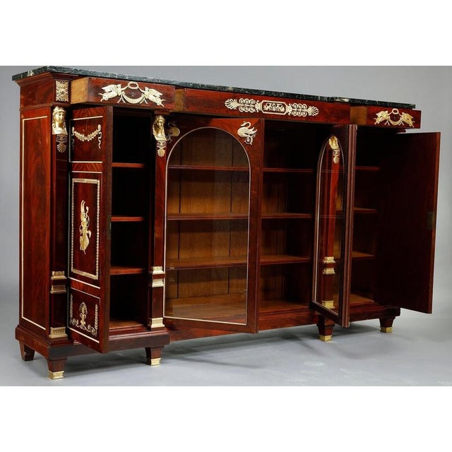 Large Low Bookcase in Mahogany and Mahogany Veneer, 1880s For Sale - Image 12 of 18