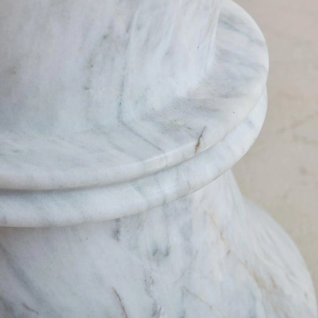 Italian Petite Italian White Carrara Marble Stool, Italy 20th Century For Sale - Image 3 of 11
