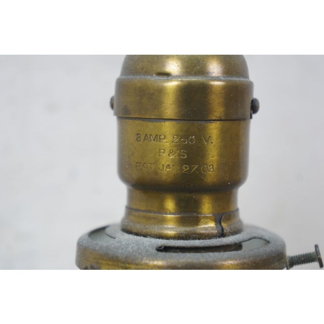 Early 20th Century Antique Victorian Brass Milk Glass Stick Pendant Ceiling Light 35" For Sale - Image 5 of 13