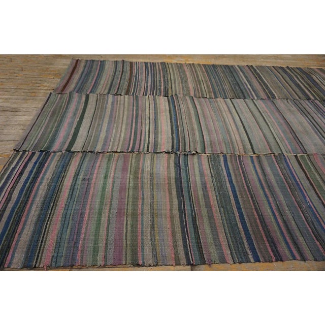 Gray 1920s Multicolor Stripe Design Antique American Shaker Flat Weave Cotton Rag Rug For Sale - Image 8 of 14